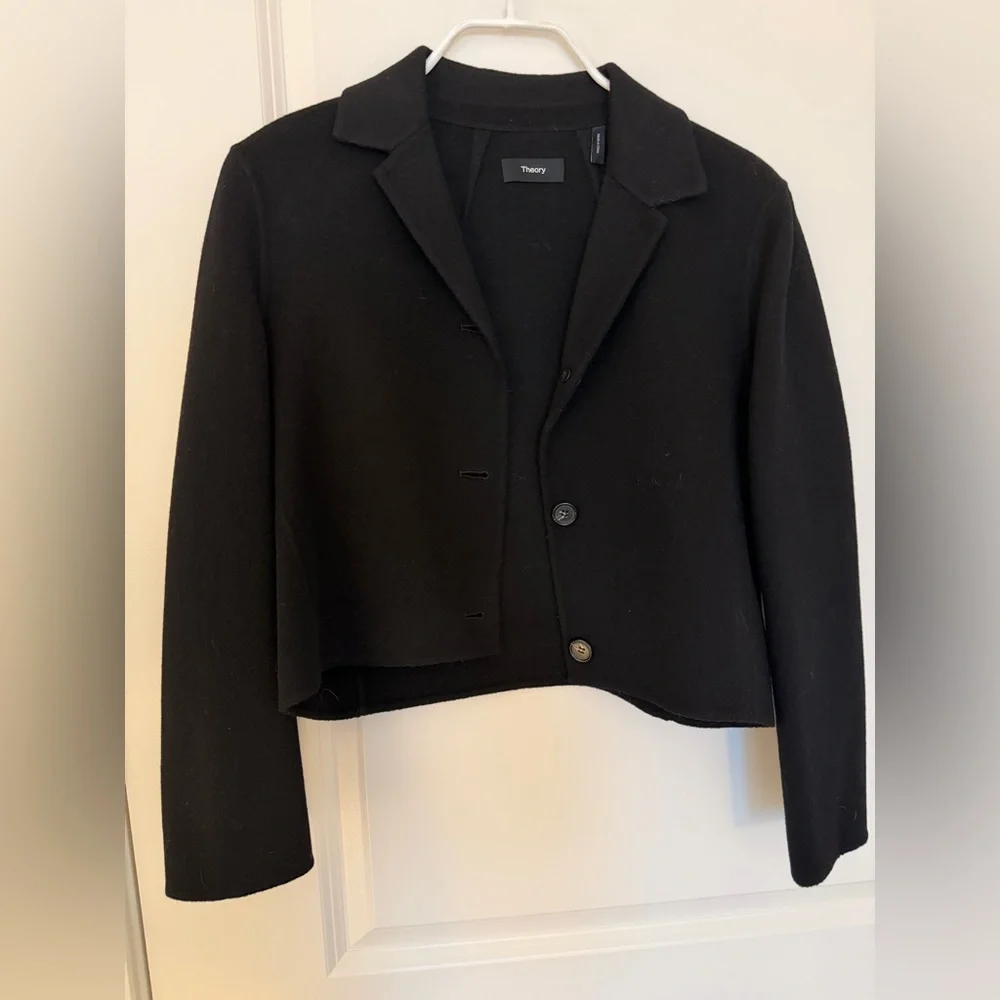 Theory Wool-Cashmere Crop Blazer - Picture 2 of 4